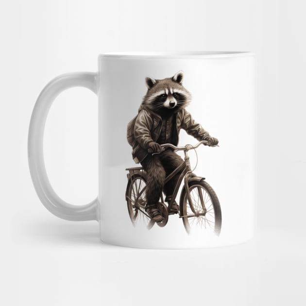 Raccoon on a Bike by WorldByFlower